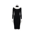 thumbnail image 1 of ALMOST FAMOUS Womens Black Cold Shoulder Ribbed Long Sleeve Mock Neck Midi Cocktail Sweater Dress XL, 1 of 3