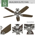 thumbnail image 2 of Ventilador de Techo Hunter Builder Elite 132 cm Sin Luz con Cadena de Tirar, 2 of 9