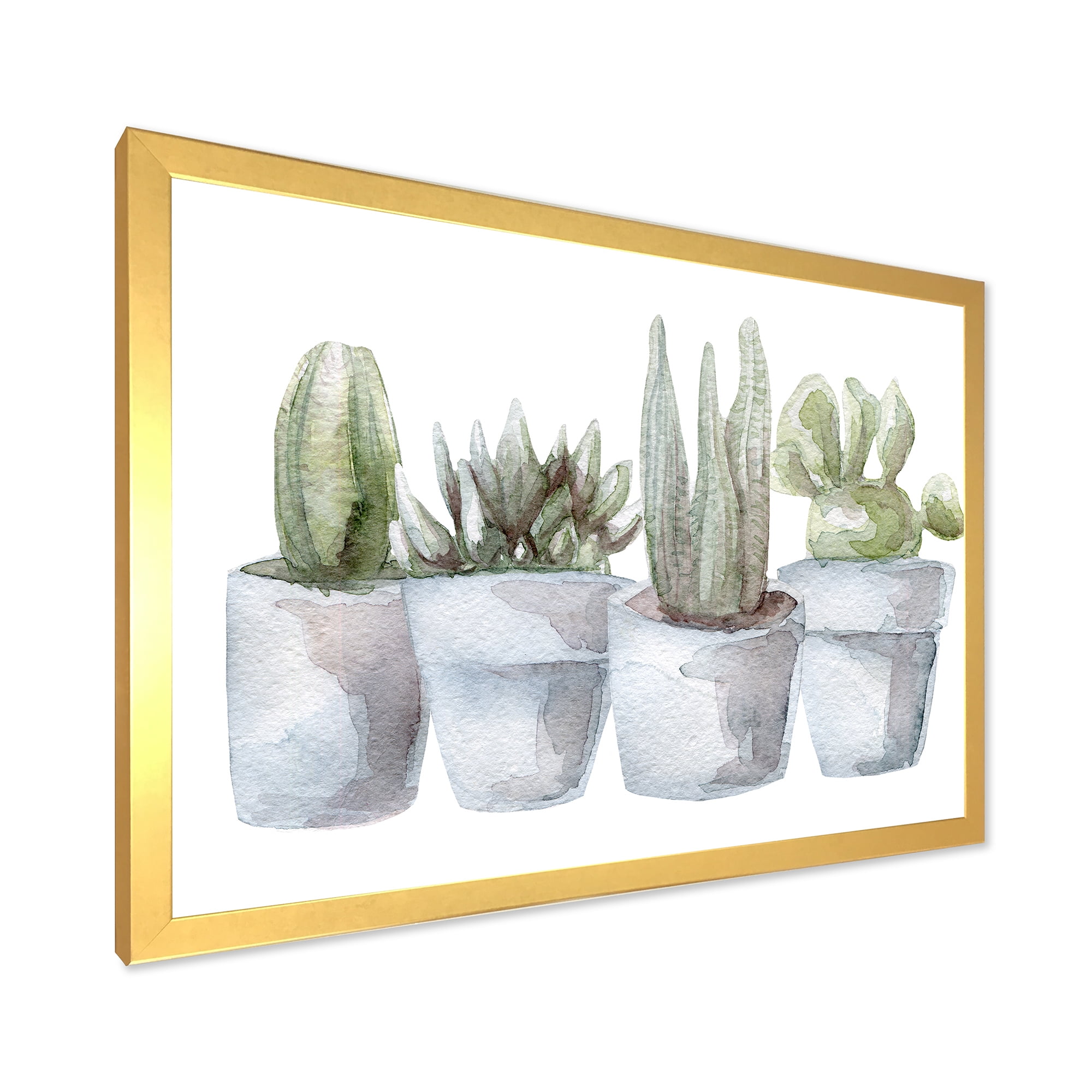Designart 'Succulent and Cactus House Plants V' Farmhouse Framed Art Print