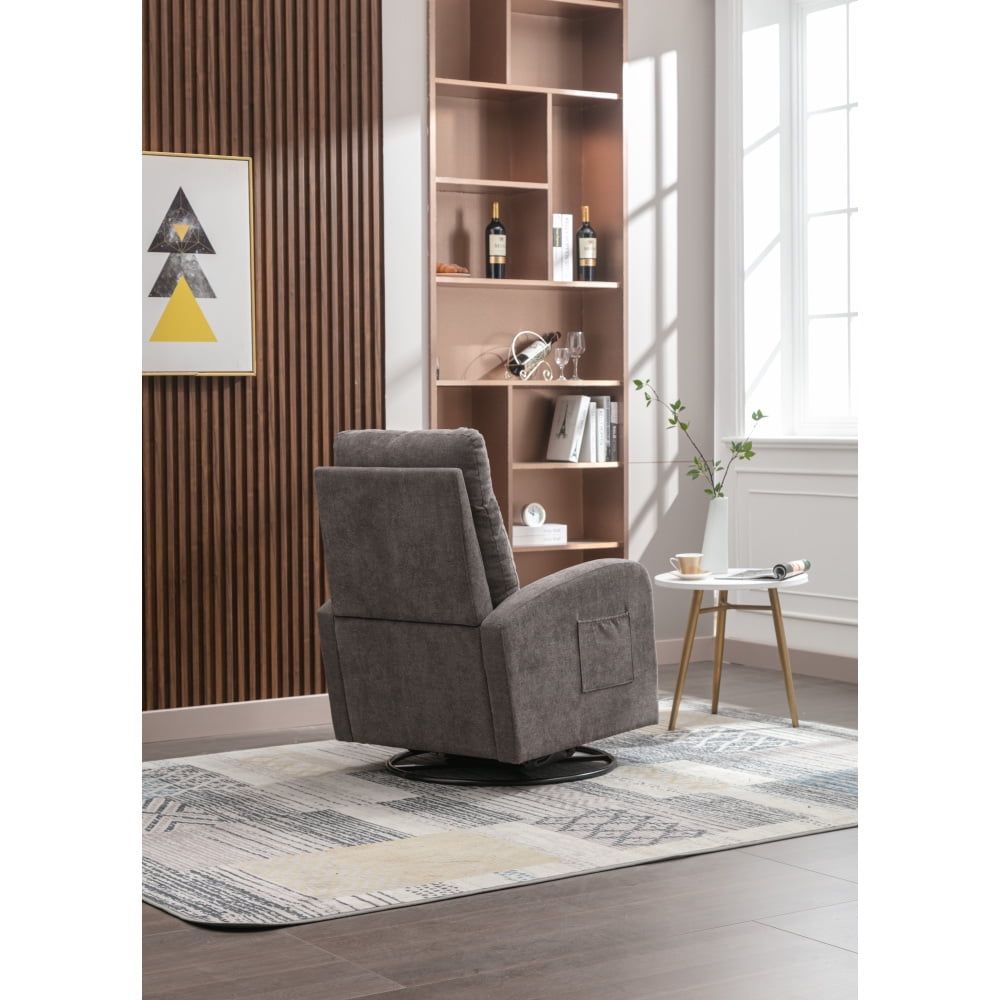 Upholstered Swivel Glider, Cosymart Rocking Chair for Nursery in Dark Grey, Modern Style One Left Bag