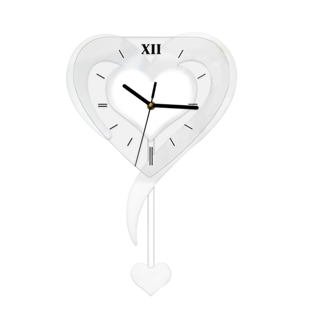 Reloj de pared en forma de corazón, multifuncional, ligero, para colgar en la pared, silencioso. Plata