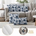 thumbnail image 3 of 2 Pack Outdoor Waterproof Throw Pillow Covers,Blue Flower Tropical Palm Leaves Decorative Square Patio Pillowcases for Chair Couch Sofa 16x16in, 3 of 9