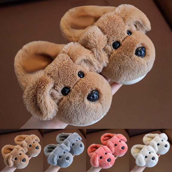 CAIXIA Toddler Slippers Size 5 Memory Foam Sherpa Lining Cartoon Pattern Non House Bedroom Slippers Fluffy Warm Indoor Outdoor Slippers Birthday Gifts