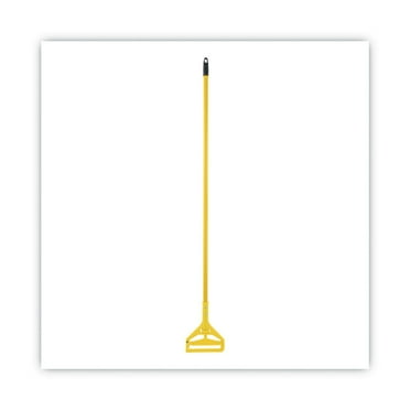 Boardwalk BWK620 60 in. Quick Change Side-Latch Plastic Mop Head Aluminum Handle - Yellow