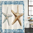 thumbnail image 2 of Xipuska Blue Beige Coastal Beach Shower Curtain - Water Repellent Fabric Shower Curtains Washable, Summer Vintage Starfish Decorative Polyester Cloth Bathroom Curtains Modern Bath Decor 66"x72", 2 of 6