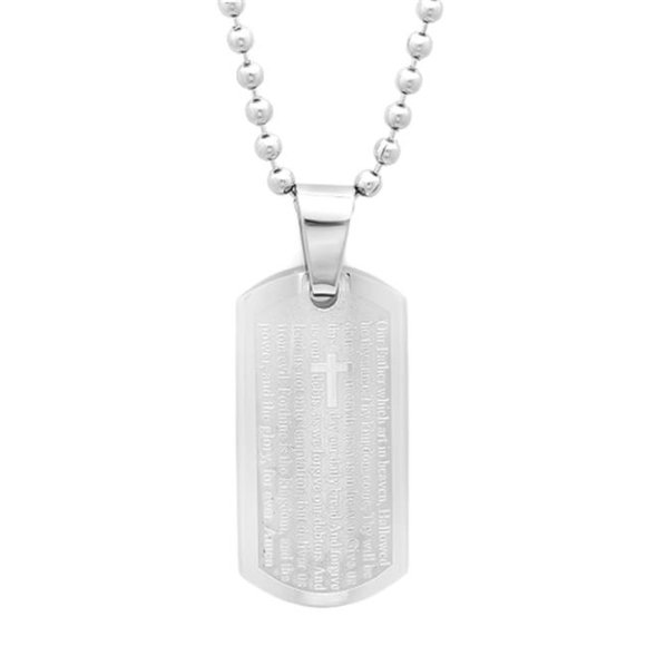 Stainless Steel Lords Prayer Pendant, English