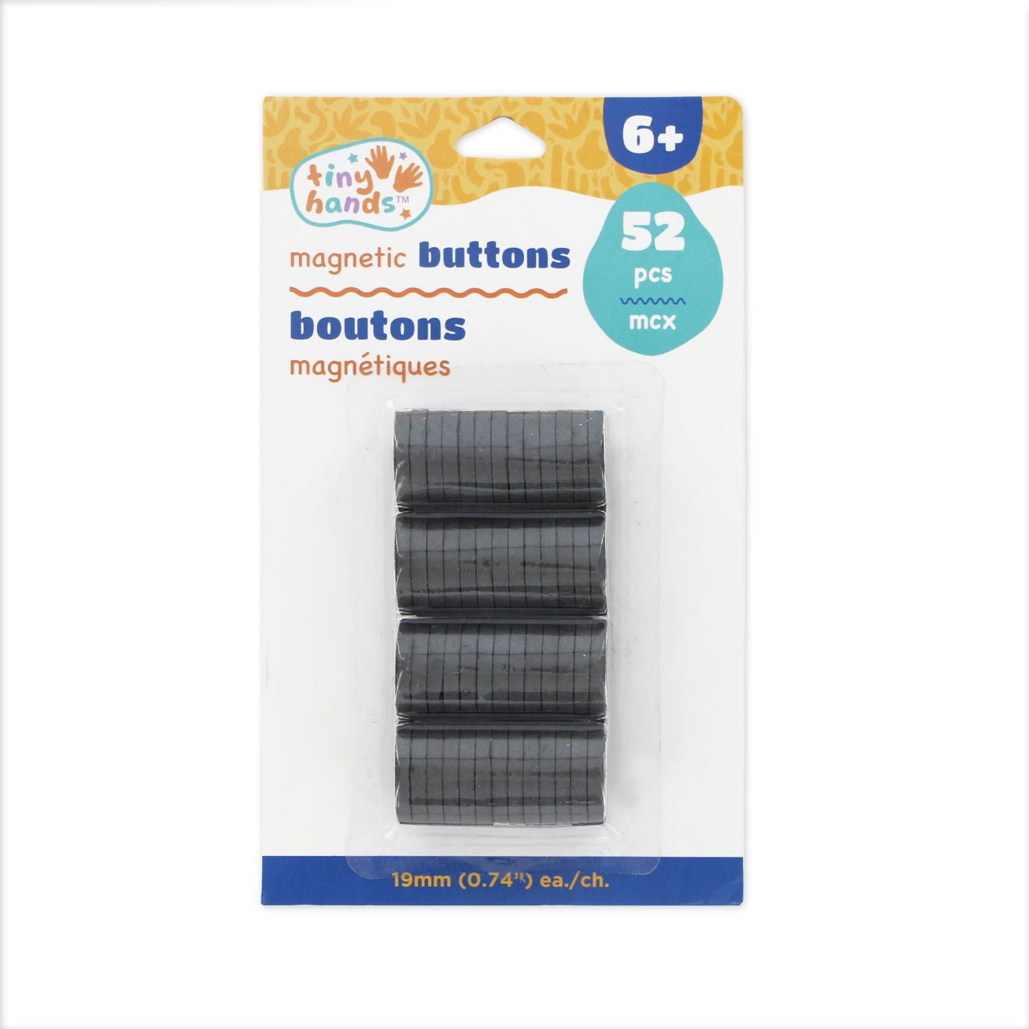 TINY HANDS Magnetic Buttons, 52 pcs, 19 mm – Kids Crafts, MAGNET 19MM 52PCS