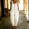 thumbnail image 2 of JFGHDG Womens Denim Bib Overalls Barrel Leg Adjustable Strap Jean Pants Jumpsuits with Pockets White L, 2 of 4