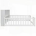 thumbnail image 5 of Full Size Pine Wood Platform Bed with Side Shelves,White,Master Bedroom, 5 of 19