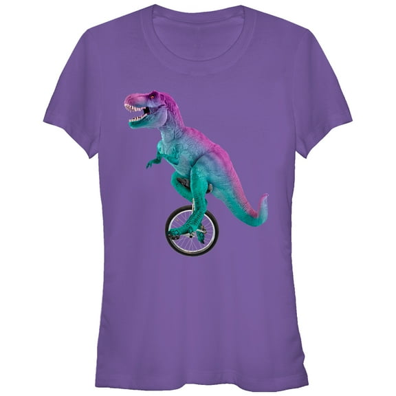 Junior's Lost Gods Unicycle Dinosaur Graphic Tee Purple Large