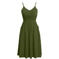 thumbnail image 4 of Robe d'Été pour Femmes Robe pour Femmes Été Femmes Mode Été Bord de Mer à Bretelles Sans Manches Col en V Couleur Unie Robe Décontractée, 4 of 8