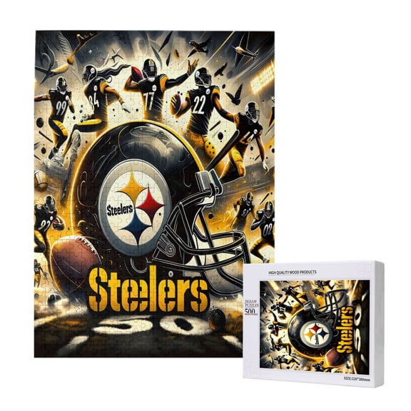 Pittsburgh Adult Wooden Jigsaw Puzzle (Colorful Box) - 500 Pieces, Educational Jigsaw Puzzle for Ki_ds, Family Game Night, Unique Gift for Young Football Fans