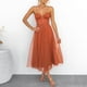 thumbnail image 2 of Vestido de noche sexy de malla con tirantes para mujer - Vestido de fiesta formal con cintura alta - Estilo europeo americano, 2 of 7