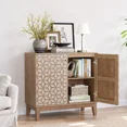 thumbnail image 3 of 31.5-inch geometric design sideboard, a decorative cabinet with 2 doors and adjustable shelves, a wooden decorative cabinet with storage space, suitable for living room, kitchen, and dining room., 3 of 7
