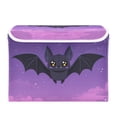 thumbnail image 2 of Foldable Fabric Storage Bin With Handle Collapsible Basket Box Storage With Lid Organizer Black Bat, 2 of 7