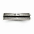 thumbnail image 3 of Grey Titanium Ring Band Wedding Black Enamel 6mm Satin and Polished, 3 of 6