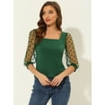 thumbnail image 2 of INSPIRE CHIC Hauts Décontractés à Col Carré pour Femmes Manches 3/4 en Maille Vert Foncé TG, 2 of 5