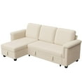 thumbnail image 2 of Homall L-Shaped Sofa Bed with Reversible Storage Chaise Convertible Modern Sectional Couch for Living Room,Corduroy Beige, 2 of 8