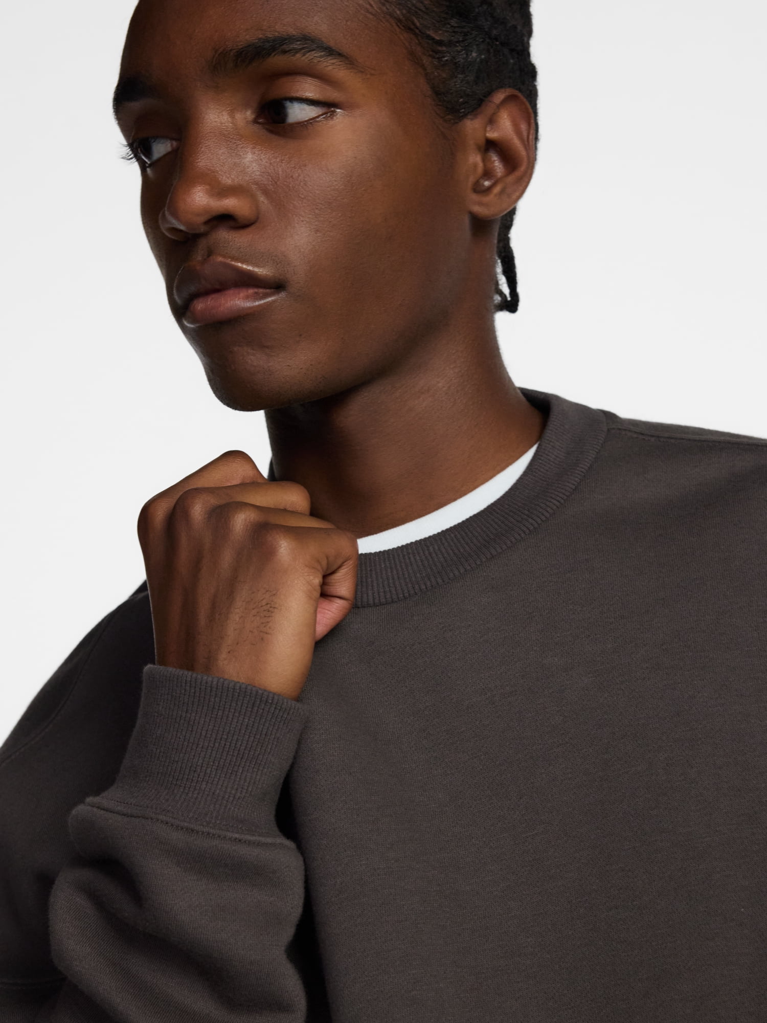No Boundaries Crewneck Fleece Sweatshirt with Long Sleeves, Men's XS-4XLT