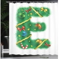thumbnail image 3 of Ambesonne Christmas Alphabet Shower Curtain, E Letter Motif, 69"Wx75"L, White Green, 3 of 4