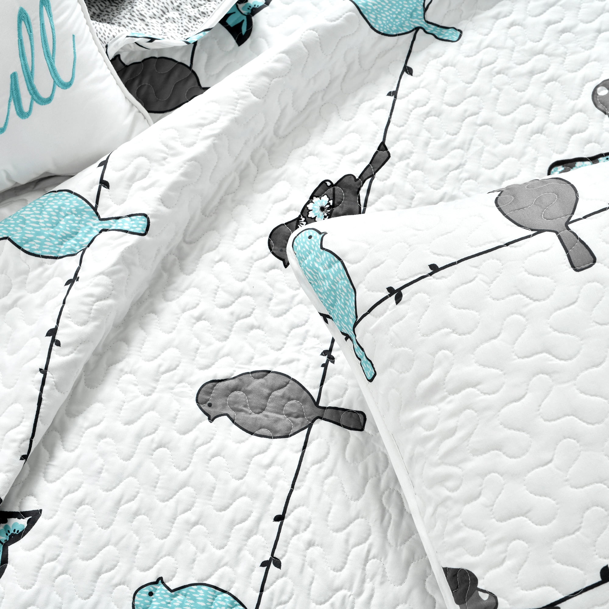 Rowley Birds Quilt Navy 7Pc Set Full//Queen