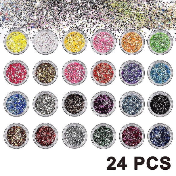 Polvo de uñas con pigmento de 24 colores, pigmentos para uñas, decoración artística de uñas 3d Diy