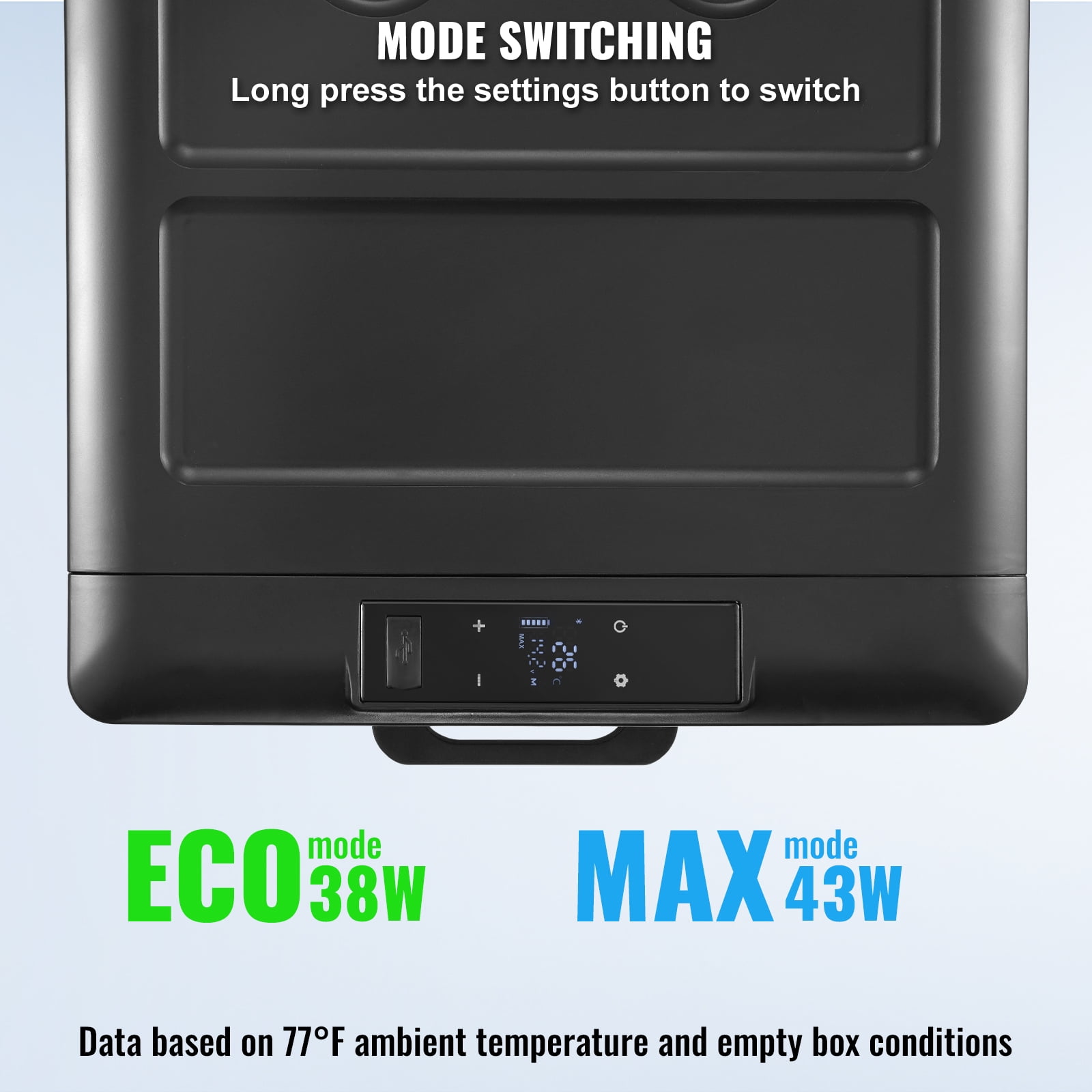 KFFKFF Vehicle Cooler, 12V Portable Fridge, 70L Capacity, Single Zone Freezing, Temperature Range -4 ℉to 68℉, Compatible with 12/24V DC & 100-240V AC, Ideal for Camping, RV, and Outdoor Use