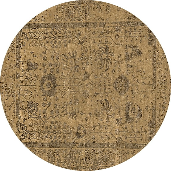 Ahgly Company Indoor Round Oriental Brown Industrial Area Rugs, 8' Round