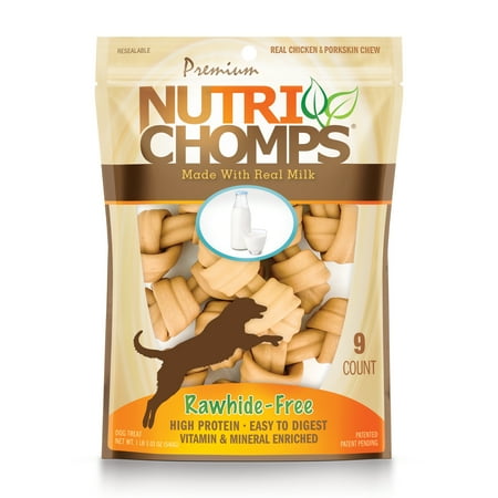 UPC: 0015958989000 | NutriChomps Dog Chews 4-inch Knots Easy to Digest Rawhide-Free Dog Treats 9 Count Real Milk flavor