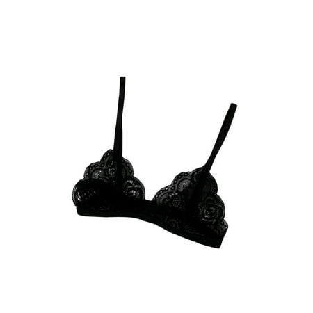 

Fullvigor Women Lace Hem Underwear Solid Color Hollow Out V-neck Bra