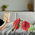 thumbnail image 3 of Poppy Flower Soft Flannel Fleece Throw Blanket, Fresh Garden Inflorescence Petals and Buds Romantic Bridal Corsage, Cozy Plush for Indoor and Outdoor Use, 60" x 80", Vermilion Pale Grey, by Ambesonne, 3 of 5