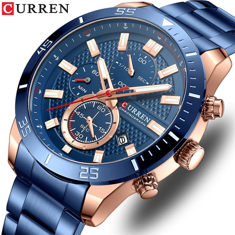 CURREN New Style Watches for Men Sport Stainless Steel Wristwatches with Luminous Point Quartz Movement Clock for Male