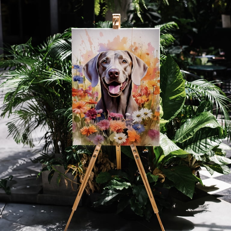 Welcome Spring Summer Weimaraner Portrait Flower Blue Sky Vertical