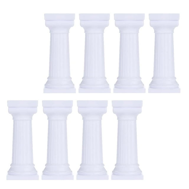 8 Uds columna romana pilares para pastel soportes escalonados para pastel blanco soportes para pastel soportes de exhibición para postres de mesa estatua de pilar romano de plástico