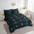 thumbnail image 3 of Feelyou Spooky Spider Bedding Comforter Set 7pcs, Black Blue Boho Aztec Queen Bedding Sets, 3 of 8
