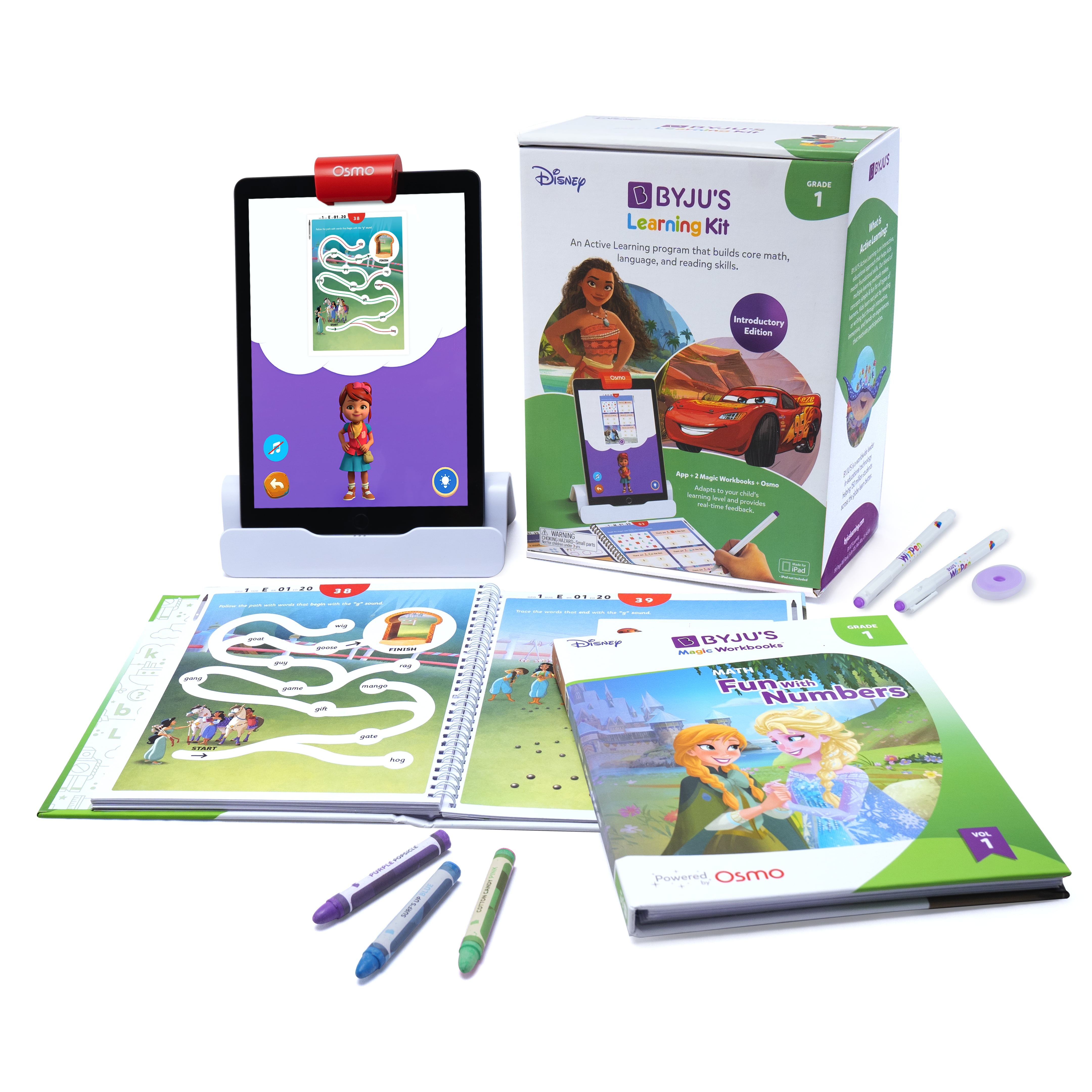 BYJUS Learning Kit: Disney, Grade 1, Introductory Edition, 1st Grade Reading Books, Math Workbooks, Math Games, Phonics, Vocabulary Builder, Learning Games for Kids Ages 5, 6, 7, STEM Learning Toys