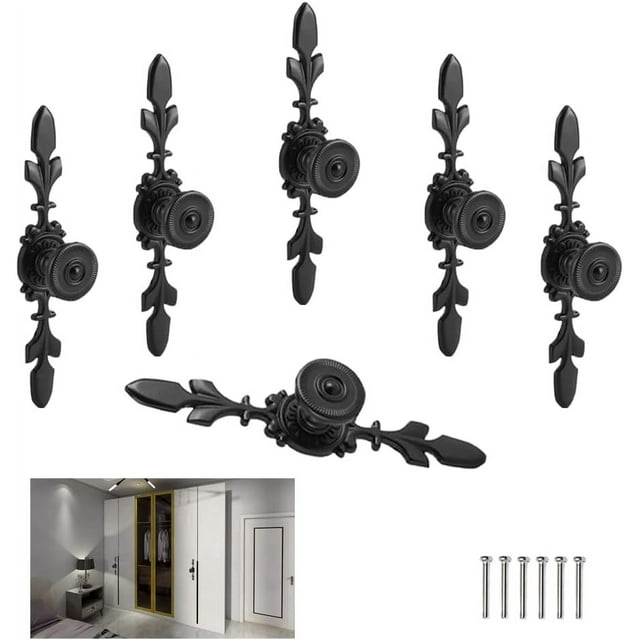 Poignées de Porte Rétro pcs, Skåphandtag Noir, Skåphandtag, Style Rétro, Lådhandtag, Poignée Pratique Blomdekor