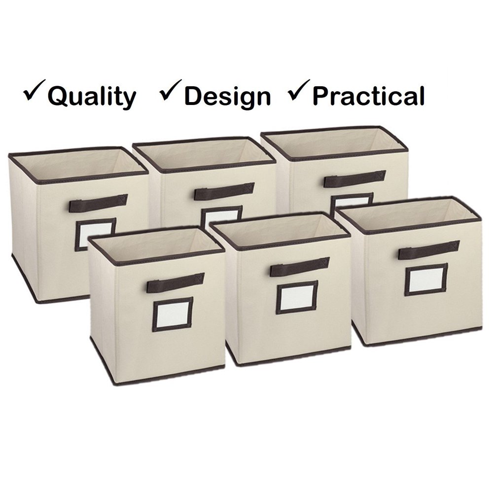 Hangorize Collapsible Fabric Cubicle Storage Bin Set with Label Window