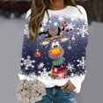 thumbnail image 2 of SRZYMJ Christmas Sweaters Ladies Casual Cool Santa Printed Round Neck Long Sleeved Lightweight Hoodie Top, 2 of 4