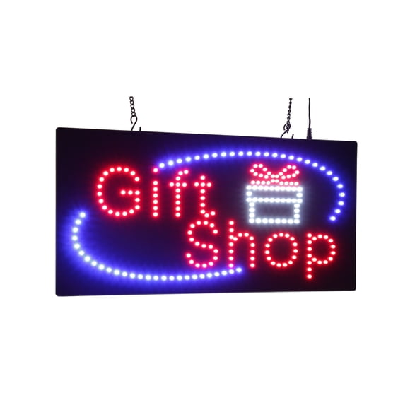 Gift Shop Sign, 19"x10", 48x24cm, TOPKING, LED, Neon, Florescent, Signage, Signboard, Display, Billboard, Screen, Grand Opening, Gift