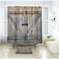 thumbnail image 2 of Rustic Barn Door Shower Curtain Farmhouse Wooden Wood Vintage Plank Country Decor Fabric Polyester Waterproof 72Wx72H Inch 12 Pack Metal Hooks, 2 of 6