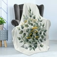 thumbnail image 3 of Ambesonne Eucalyptus Leaves Fleece Throw Blanket Branch Triangle 50"x70" Laurel Green White, 3 of 5
