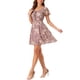thumbnail image 4 of Vestido de Chiffon con Cuello en V Floral de Manga Corta con Cierre de Encaje XS Rosa Oscuro, 4 of 6