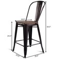 Costway Copper Set of 4 Metal Wood Tall Counter Stool Kitchen Dining