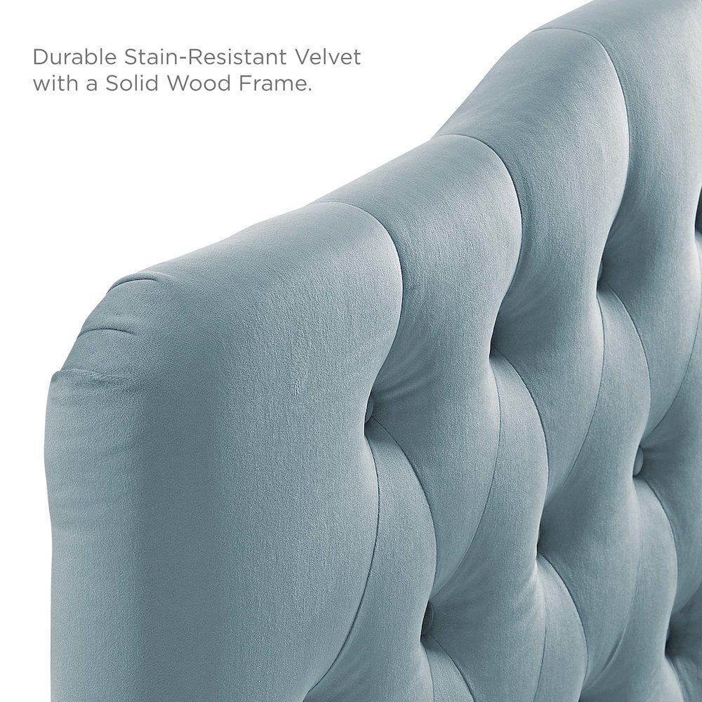 Modway Annabel Queen Diamond Tufted Performance Velvet Headboard in Light Blue