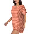 thumbnail image 2 of Haiem Orange Gingham Pattern Pajama Set for Women 2 Piece Lounge Set Short Sleeve Tops and Shorts Soft Sleepwear-XX-Large, 2 of 7