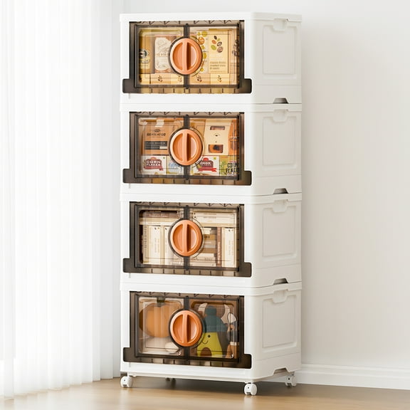 JEKO&JEKO 332Qt, Lockable Stackable Storage Bins with Lids,4 Pack, White