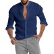 thumbnail image 1 of S-5XL! 2023 NOVEDAD DE VERANO camisa informal de lino de Color sólido para hombre cárdigan de manga larga camisas finas y transpirables Tan Jianjun  unisex, 1 of 2