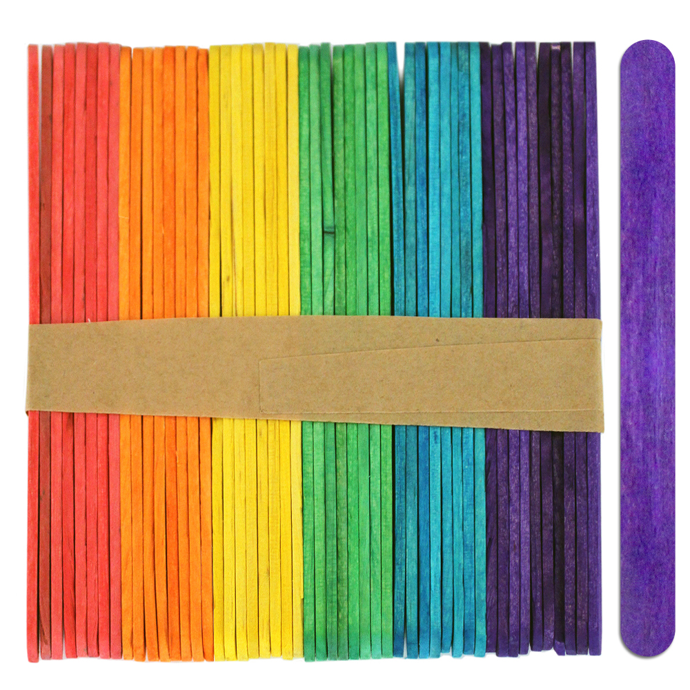 1000 Pack Wood Craft Popsicle Sticks MULTI Color 4.5 Inch ...