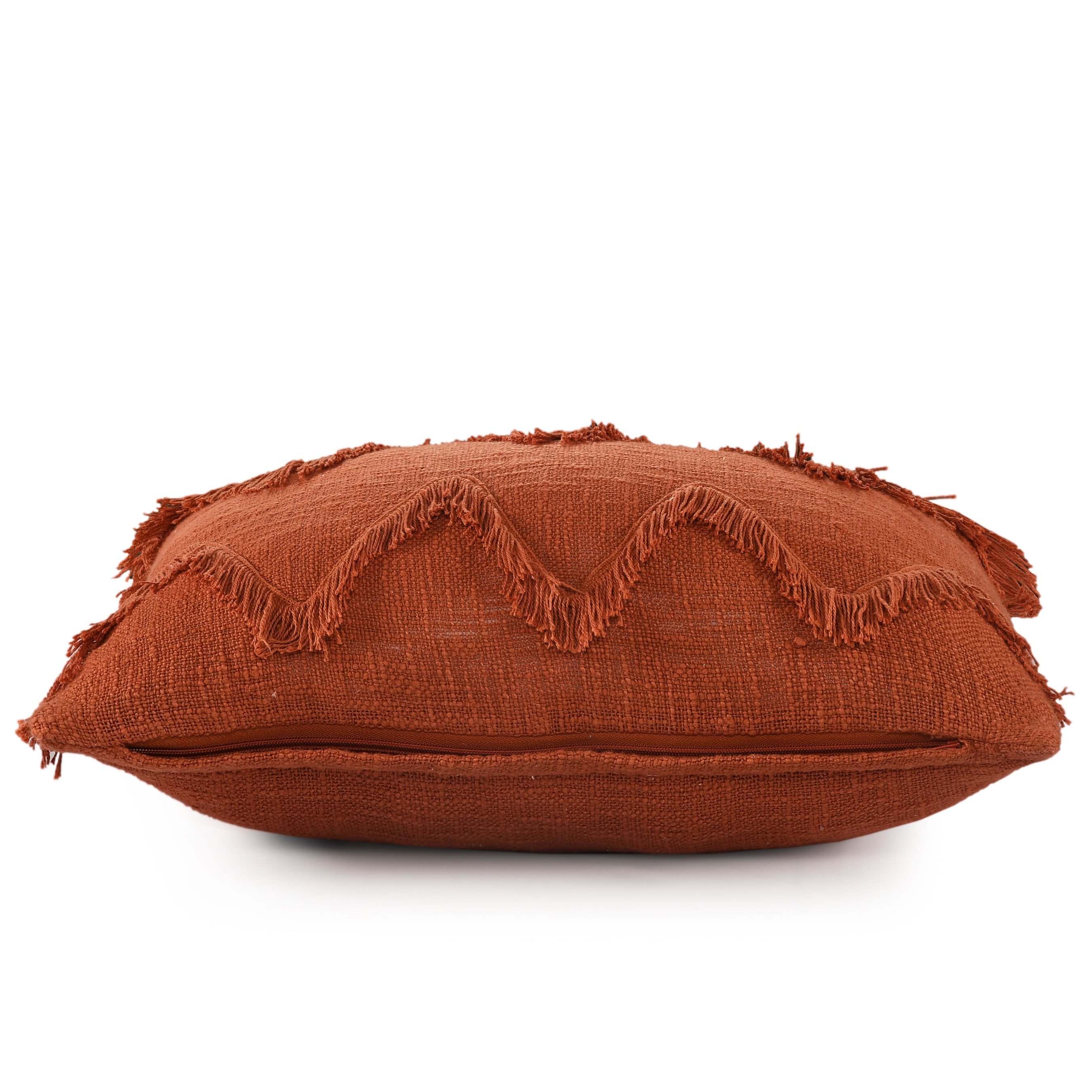 Ox Bay Avani Burnt Orange Bohemian Cotton Fringed Adult Decorative Lumbar Pillow, 14" x 20"